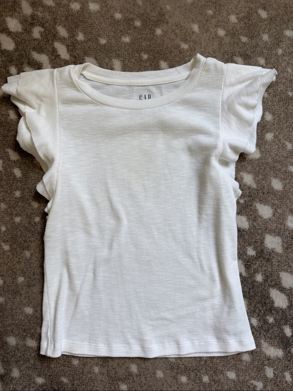 GAP White Short Sleeve Ruffle Ribbed Tee